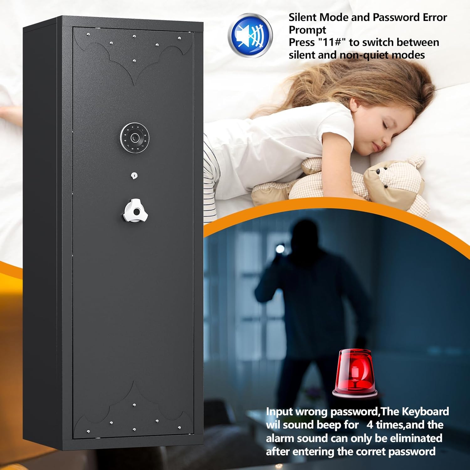 Large Gun Safe for Rifles and Pistols with Removable Shelf A188357