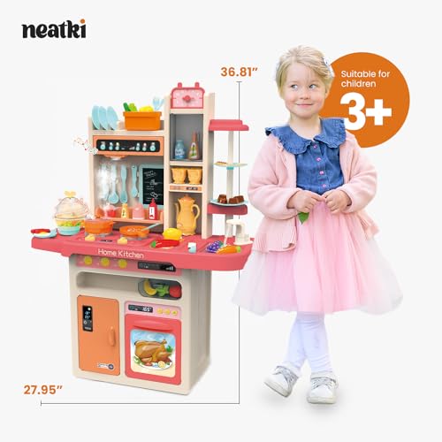 Kids' Play Kitchen Set with Lights and Sounds, 65 Pieces O3239