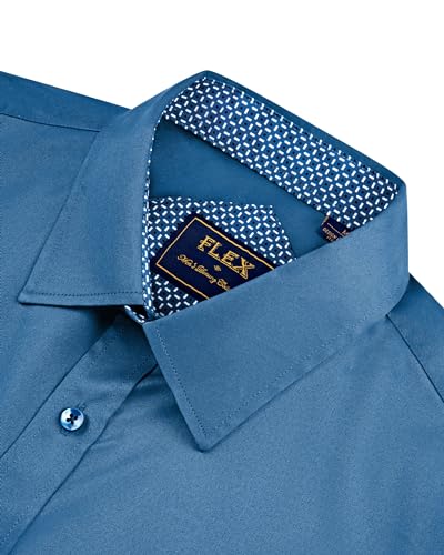 Men's Casual Long Sleeve Stretch Dress Shirt Wrinkle-Free Regular Fit Y629893