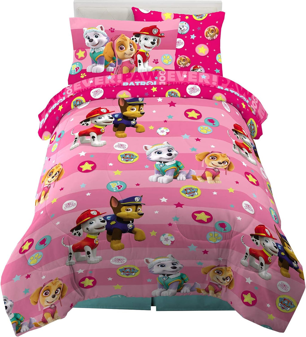 Girls Twin Bedding Set with Reversible Comforter, Sheets, Pillowcase & Curtains U202