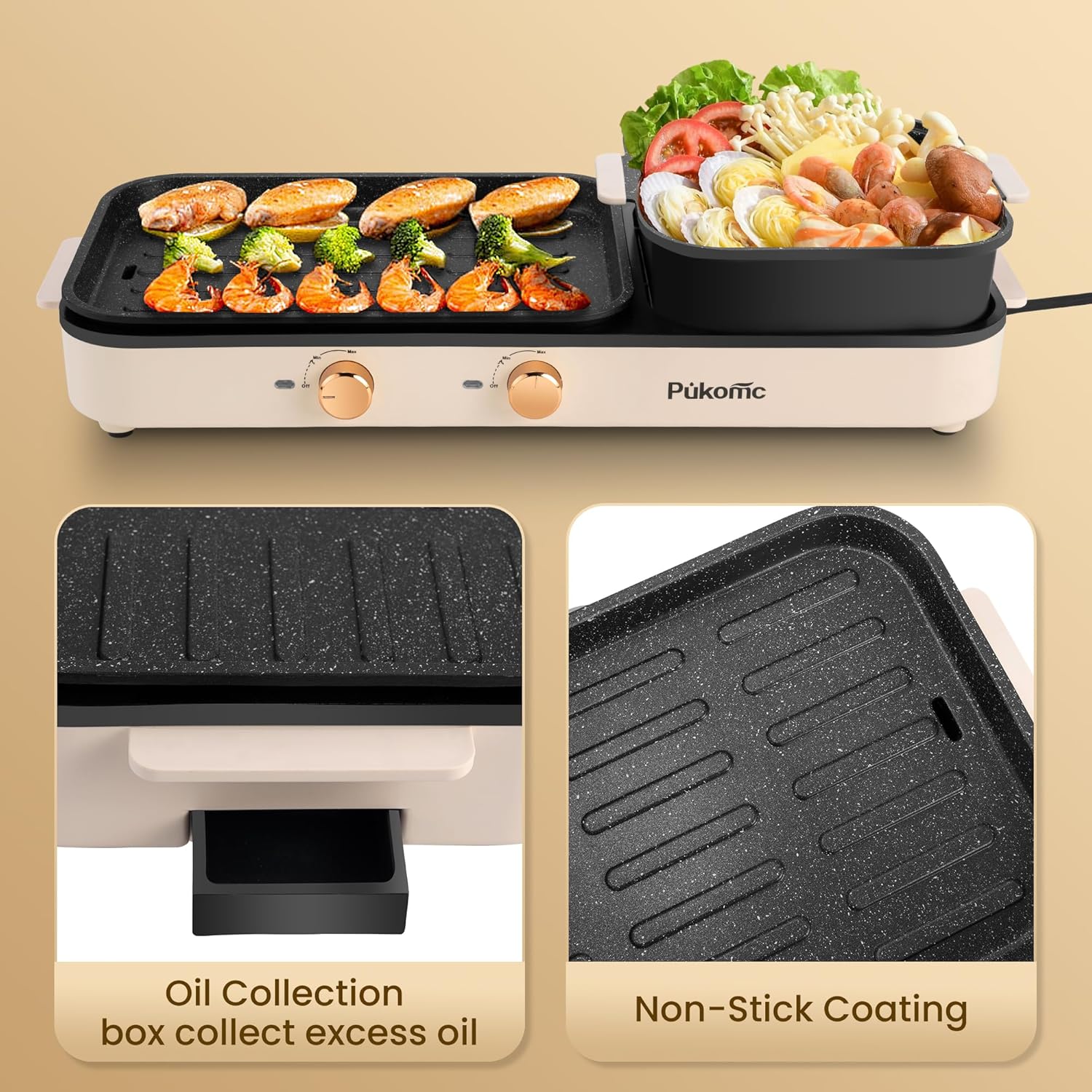 Hot Pot with Grill, 2-in-1 Electric, Non-Stick Removable Plate H943112