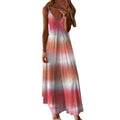 Women's Spaghetti Strap Sleeveless Maxi Dress Sexy V Neck Tie Dye Beach Sundresses Loose Casual Long Cami Dress