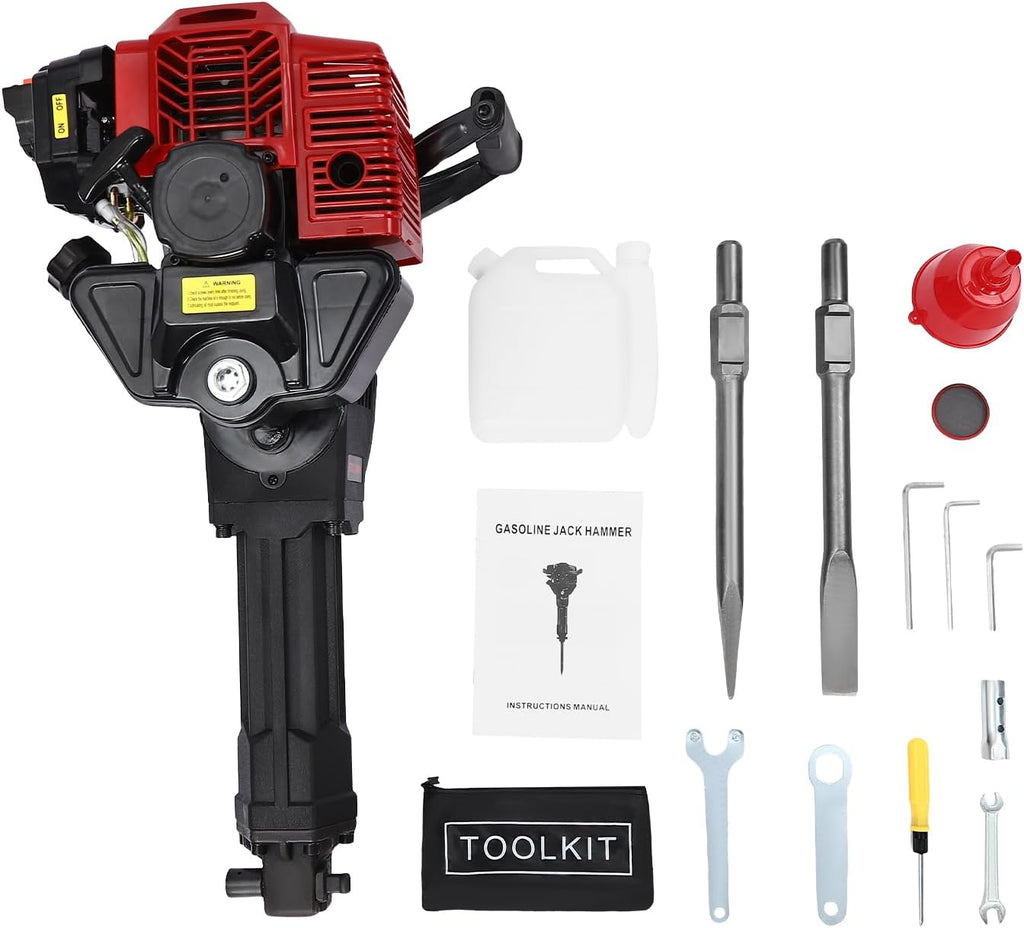 Gas Powered Jack Hammer Concrete Breaker with 2 Chisels A14381