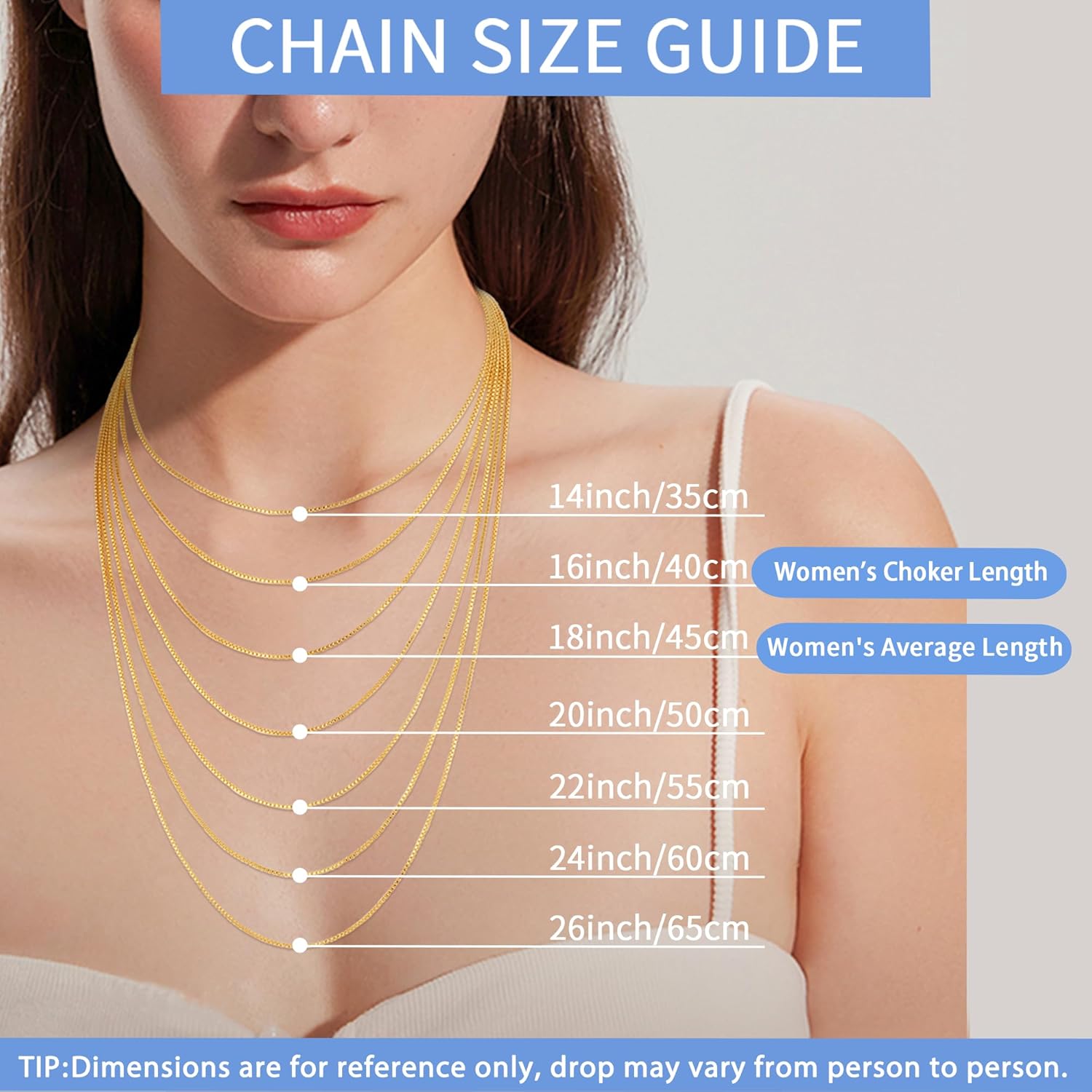 14K Gold Over Sterling Silver Box Chain Necklace for Women C332790