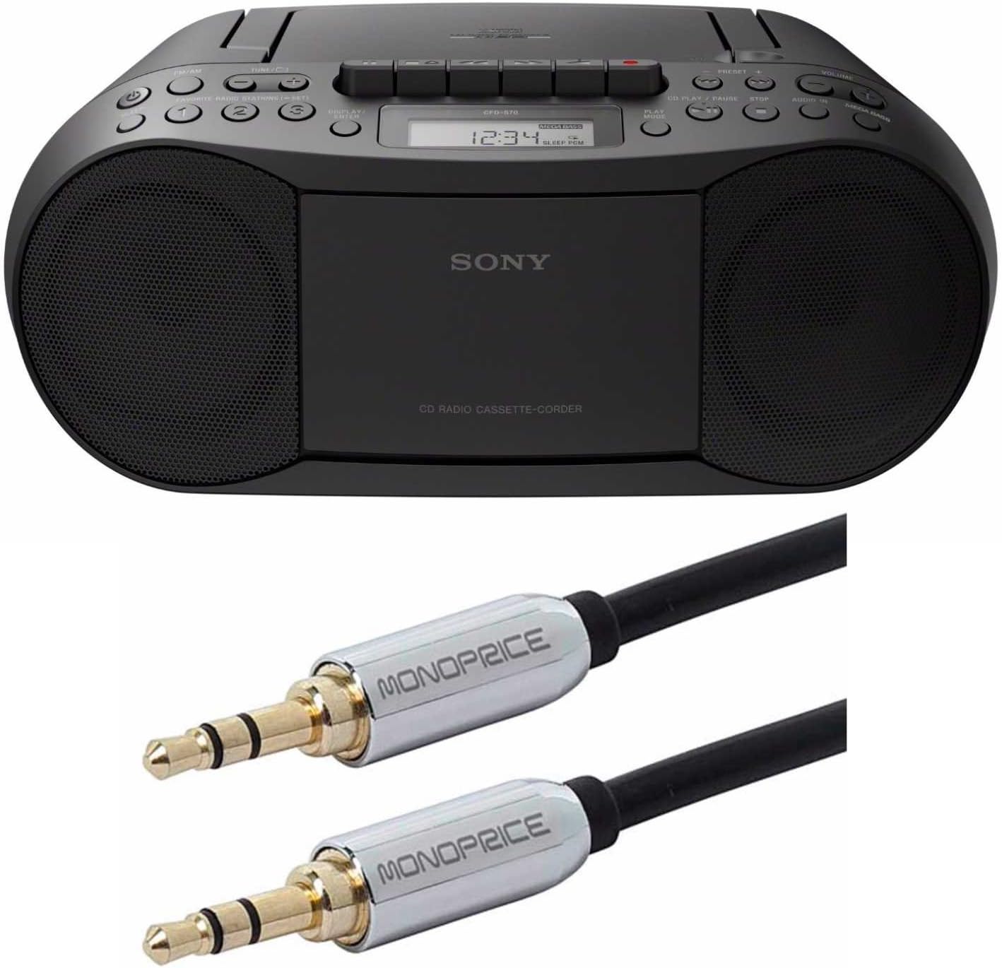 Sony Cfds70-Blk CD/MP3 Cassette Boombox Home Audio Radio, Black, with AUX