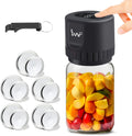 Electric Mason Jar Vacuum Sealer, Mason Jar Vacuum Sealer Kit with Wide & Regular Mouth Mason Jar Lids, Cordless Handheld Jar Vacuum Sealing Machine for Food Storage and Fermentation (Black)