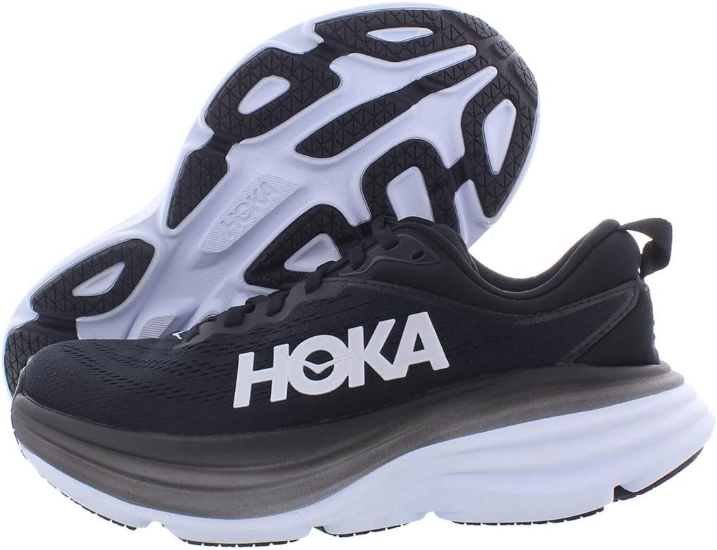 HOKA ONE ONE Bondi 8 Womens Shoes Size 6.5, Color: Black/White