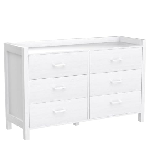6 Drawer Dresser with LED Lights for Bedroom, White Q83771