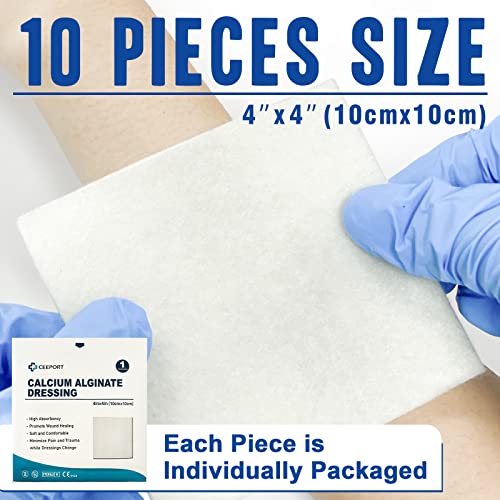 Silver Calcium Alginate Wound Dressing Pads, 4x4, 10 Pack L395