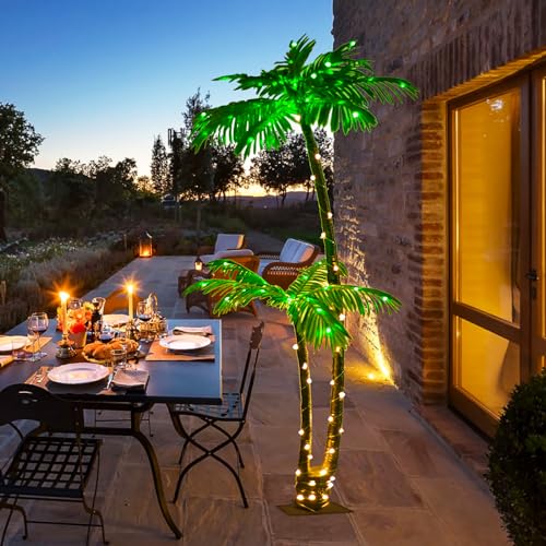 Lighted Palm Tree Outdoor Christmas Decorations with 121 LED Lights L941076