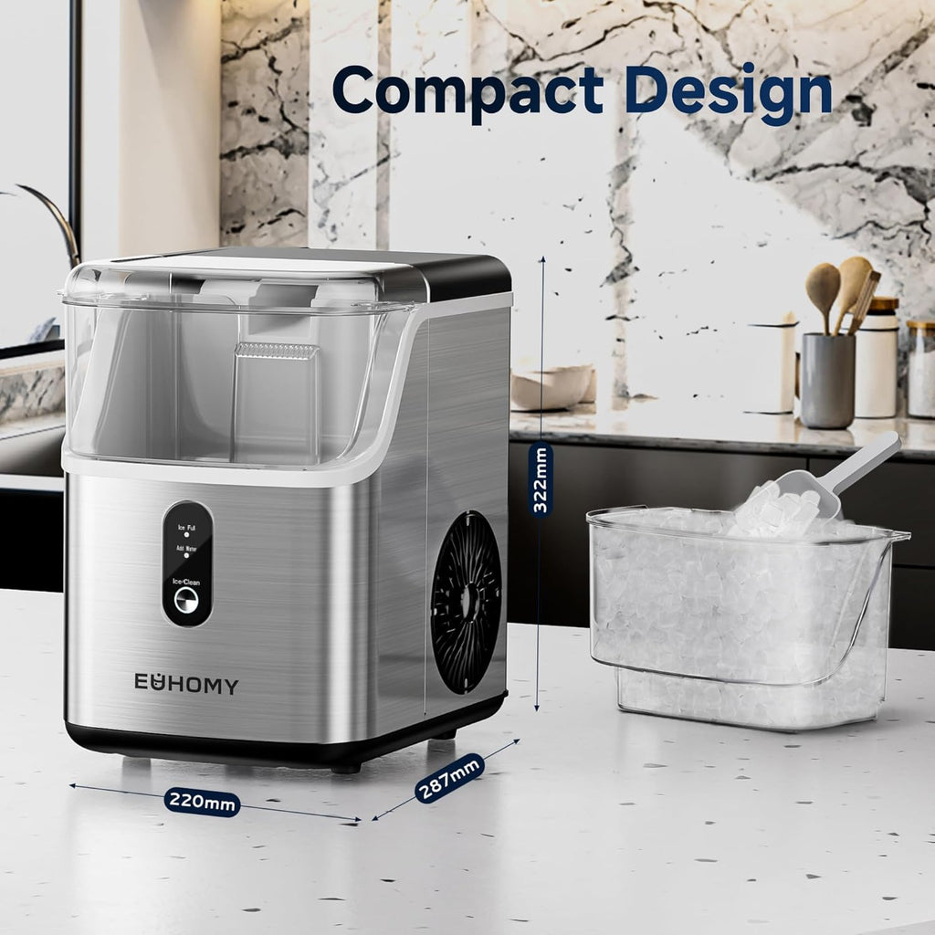 Nugget Ice Maker Countertop, 34lbs/24H Soft Pellet Ice with Self-Cleaning, Ice Scoop and Basket R8472