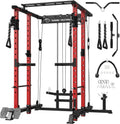 Mikolo Power Cage, Power Rack with Cable Crossover System, 1500LBS Squat Rack with Lat Pull Down System, Workout Cage with Pulley System for Fitness Home Gym