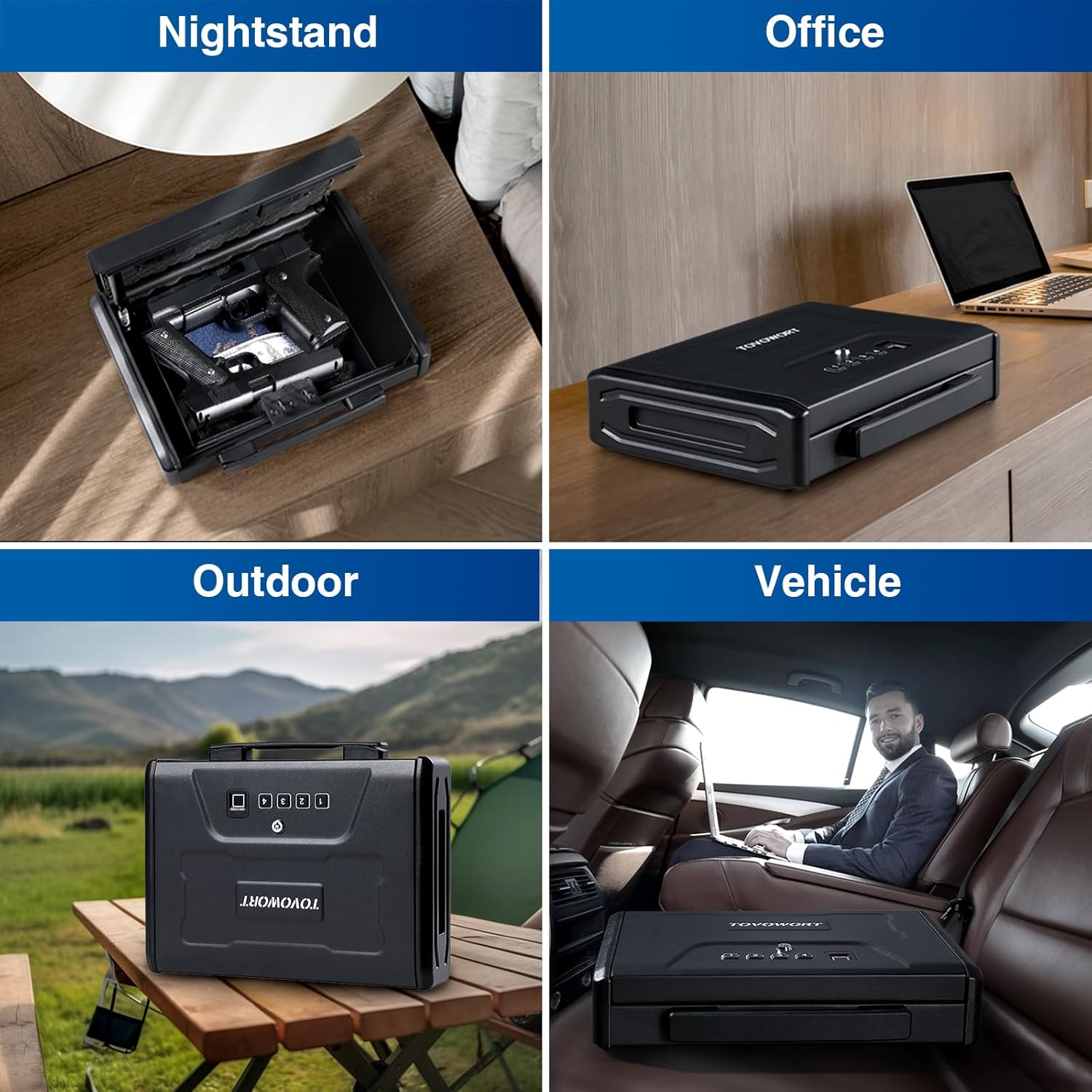 Biometric Fingerprint Gun Safe for Handgun, Quick Access, 2 Capacity F1777