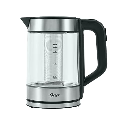 Oster Illuminating Glass Electric Kettle with 5 Temperature Settings and Tea Infuser, 1.7 L