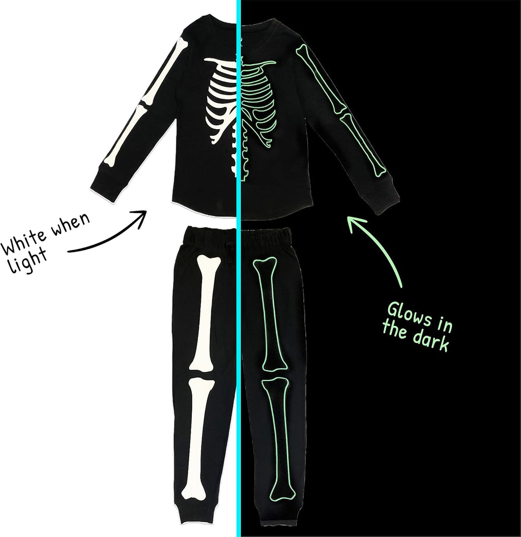 Glow in the Dark Skeleton Cotton Pajamas Family Matching Halloween Outfits Q29349