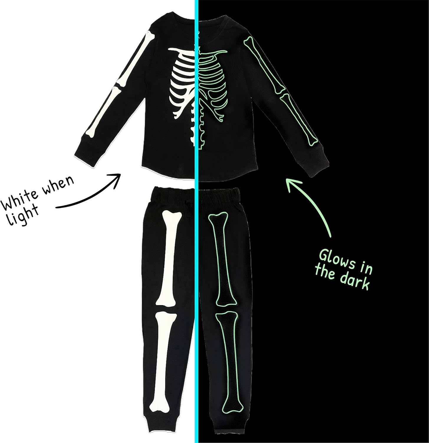 Glow in the Dark Skeleton Cotton Pajamas Family Matching Halloween Outfits Q29349