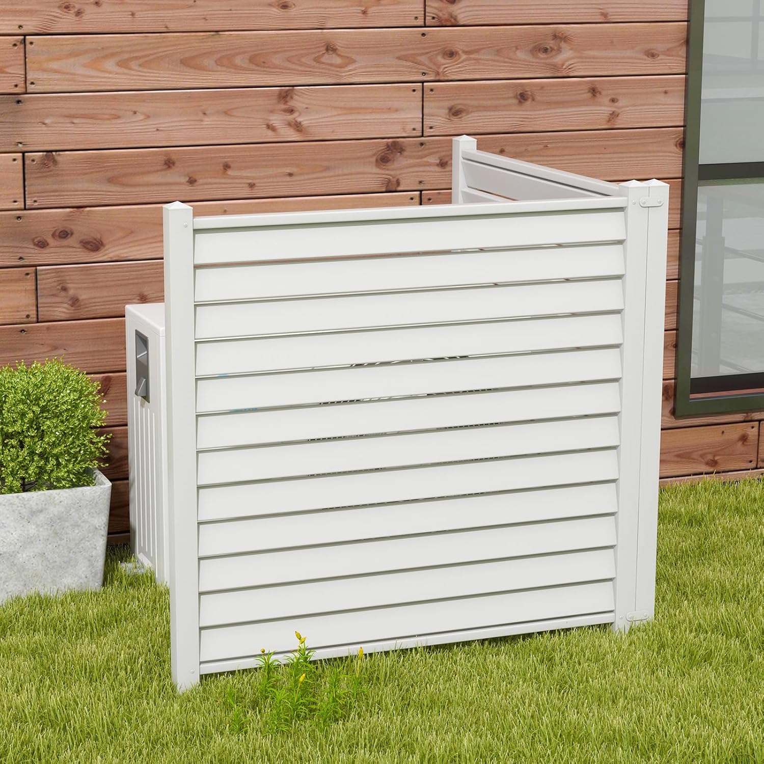 Air Conditioner Fence 2 Panels - 44"W x 45"H Outdoor Privacy Screen with Metal Stakes R881