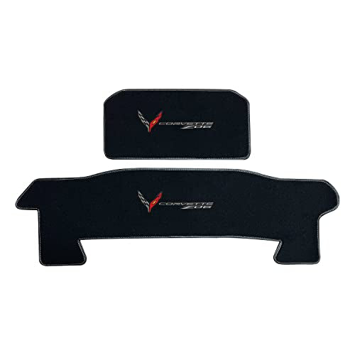 Lloyd Mats Heavy Duty Premium Black Binding with White Thread Carpeted Floor Mats for Corvette C8 2023-ON LogoMats - 2PC - Fronts