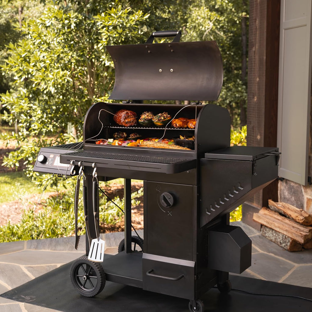 Charcoal Smoker and Grill, Black Steel A38635