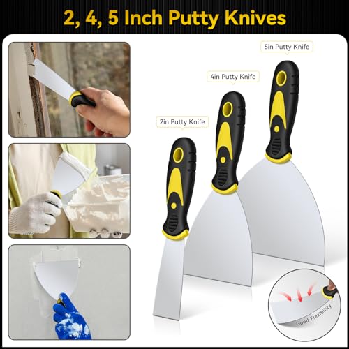 7-Piece Putty Knife Tool Set, Stainless Steel Scraper with Comfortable Grip P901