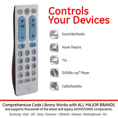 Universal Remote Control for Smart TVs, Silver D89184