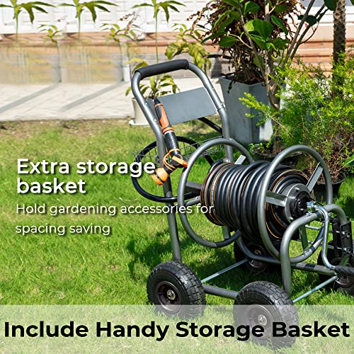 Hose Reel Cart with Wheels, Heavy Duty, 250-Feet Capacity Y8639