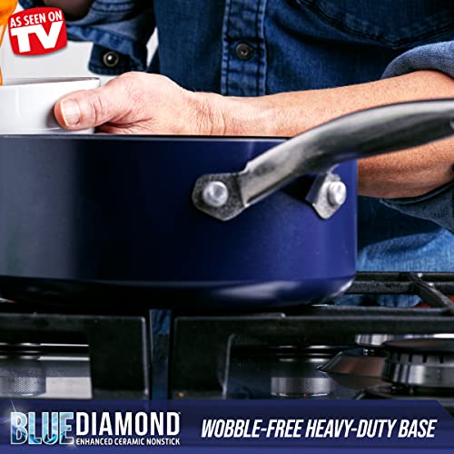 Diamond Infused Ceramic Nonstick Saucepan Pot Set, 1 & 2 Quart, Dishwasher Safe C5368