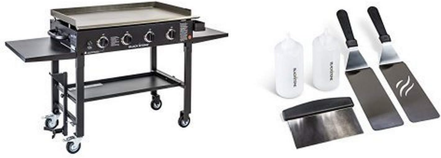 Blackstone 36 inch Outdoor Flat Top Gas Grill Griddle Station - 4-burner - Propane Fueled - Restaurant Grade - Professional Quality - With Accesory Kit