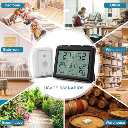 Outdoor Thermometer, Digital Room Temperature Monitor with LCD Display, Wireless Humidity Gauge O474